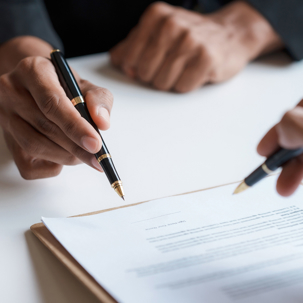 Signing a paper